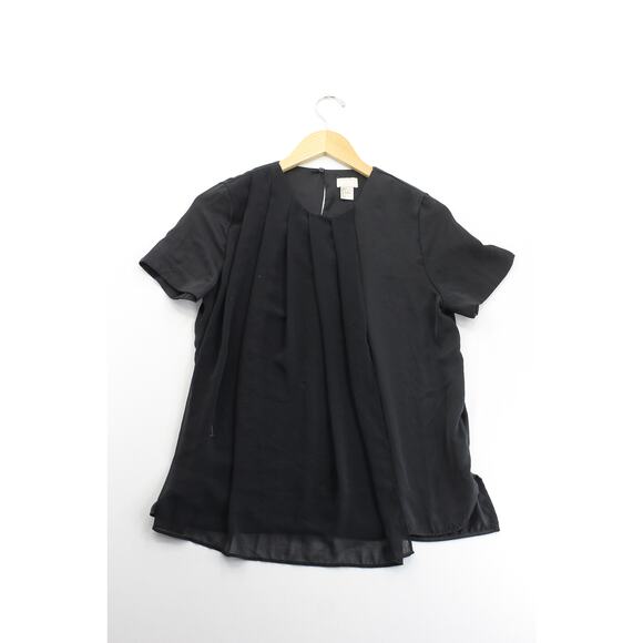 H&M black sheer flowy minimalist closet staple blouse wonens 2 capsule career - Picture 1 of 5